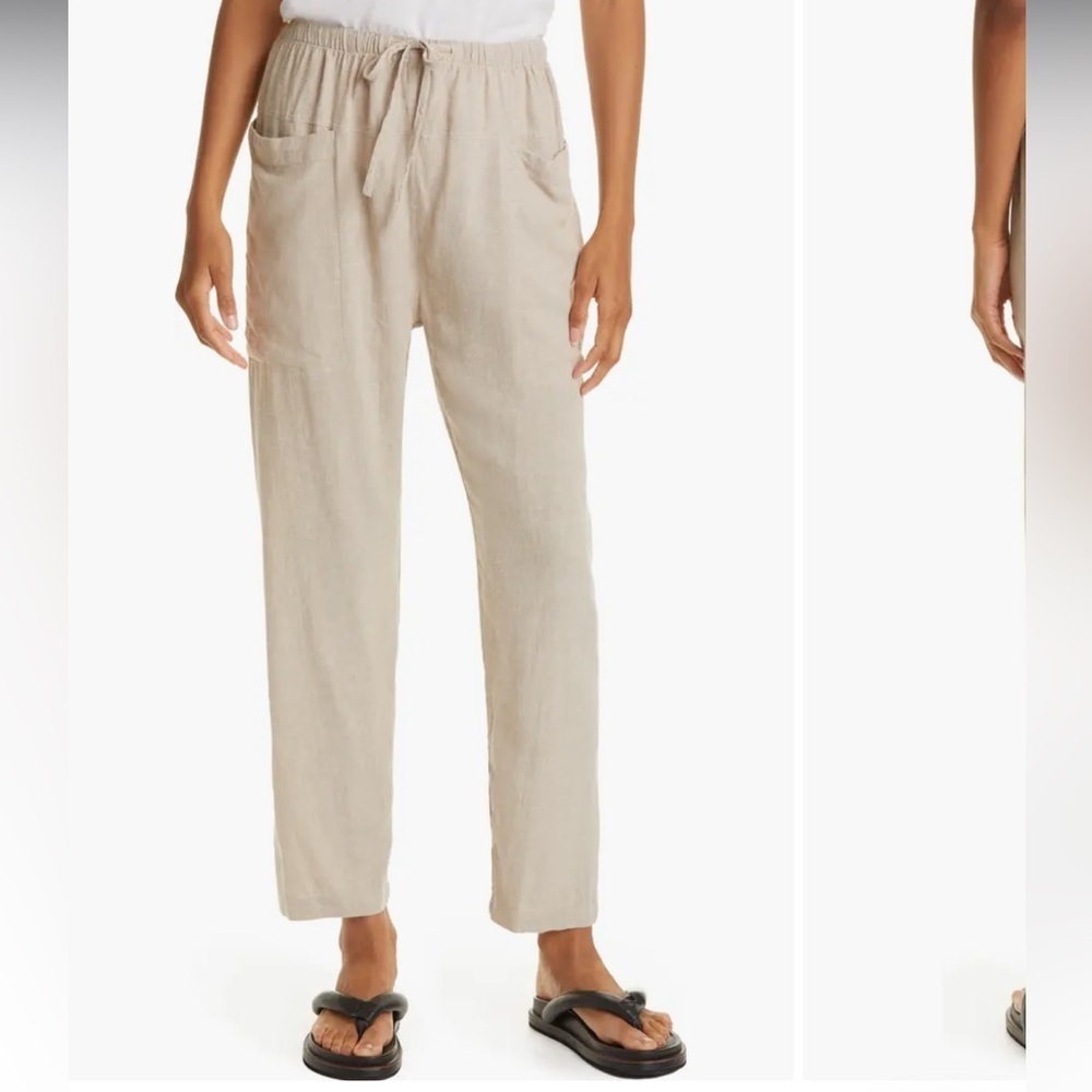 Rails Darby Linen Blend Drawstring Pants Wheat Beige Relaxed Pull On Large